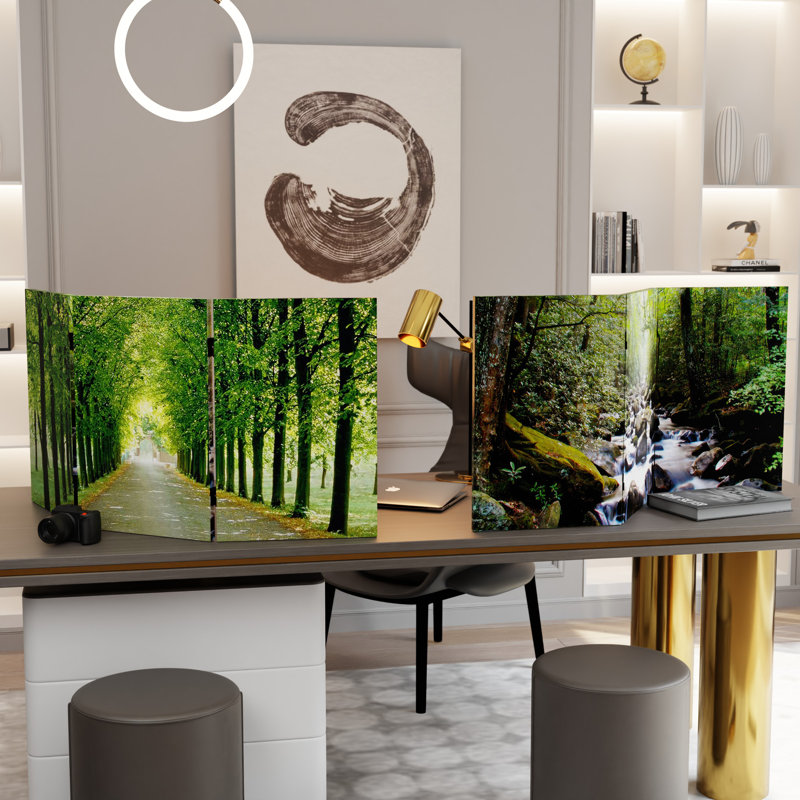 70.88" x 63" Double Sided Path of Life 4 Panel Room Divider, 71" H x 63" W x 1 "D