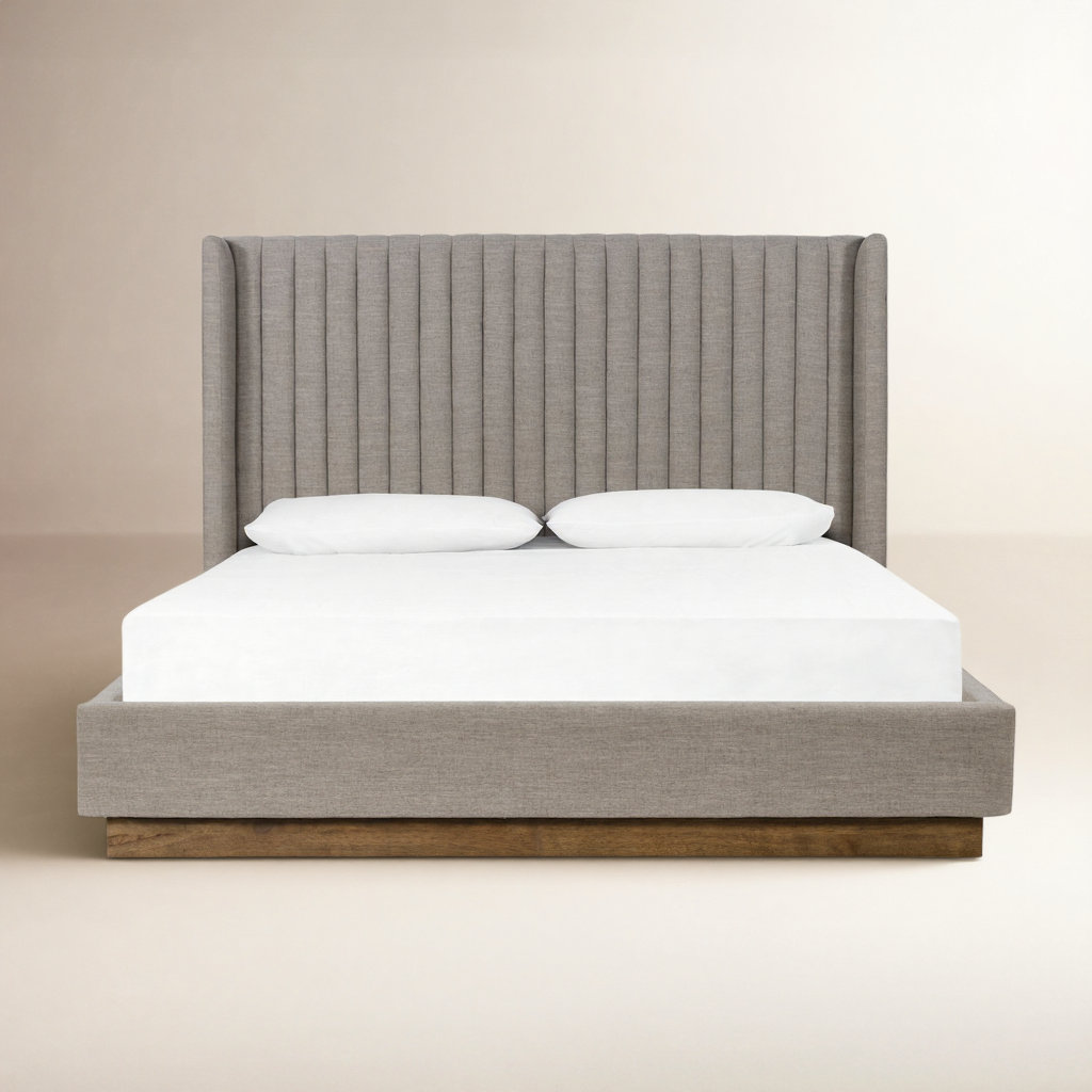 Lydia Wingback Bed, Queen, Savile Flannel