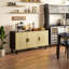 Buffet buffet, armoire de cuisine, armoire à café avec 3 portes en rotin-1167318947