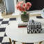 Wool Checkered Area Rug in Black/White-467517948