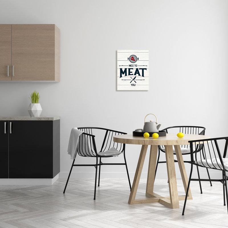 «Nice to Meat You», expression amusante, jeu de mots XXL encadré par estampe numérique par Jean Kelly, Plaque murale