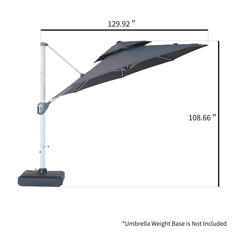 Parasol en porte-à-faux 129,92 po Rosealie, Gris