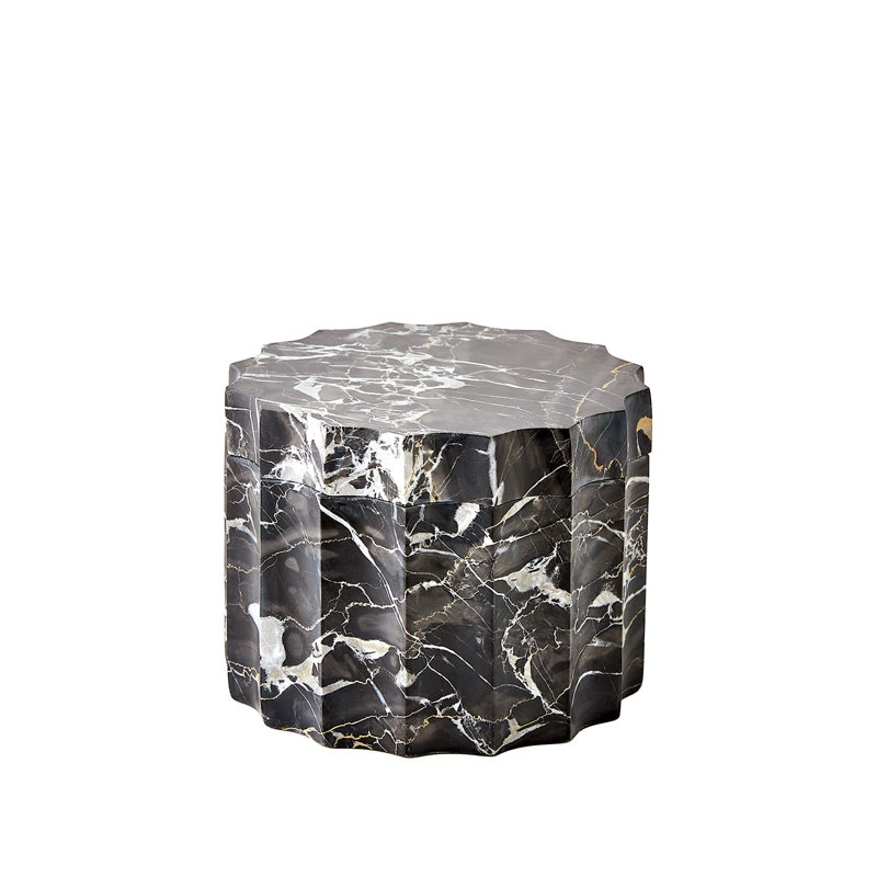 Ionic Jar-Golden Portoro-Sm, 4.5" H x 6" W x 6" D