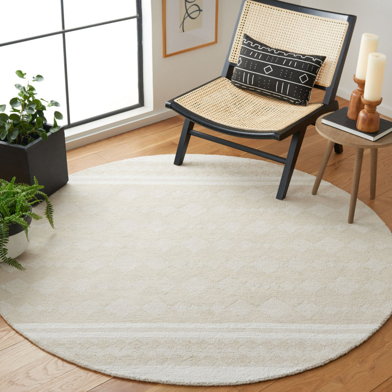 Kairos Hand Tufted Performance Geometric Rug, Round 6'