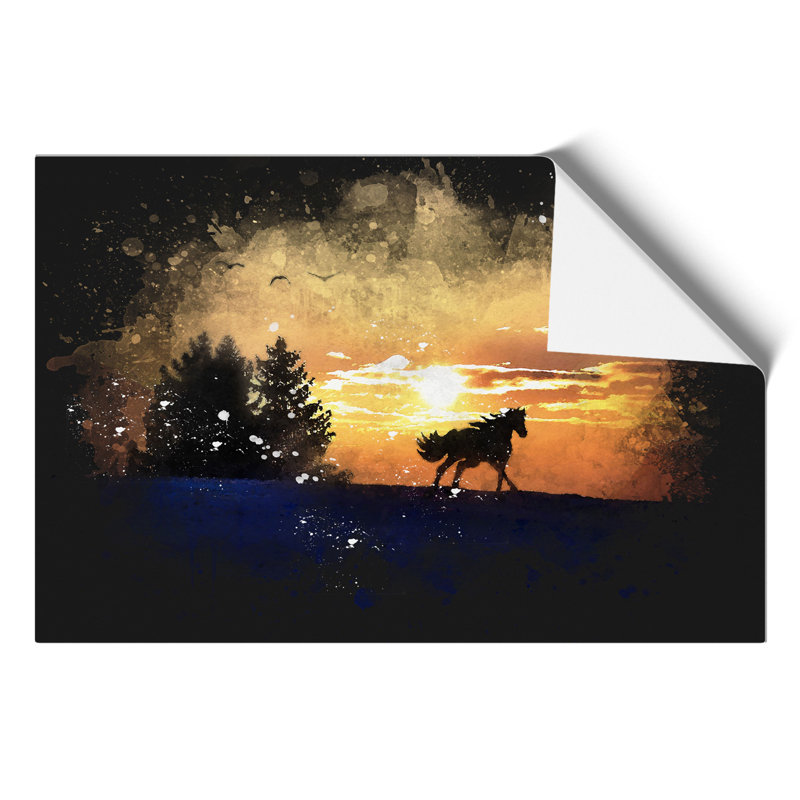 Wild Horse at Sunset Vol.2 Paint Splash - Unframed Graphic Art, 21cm H x 30cm W x 0.1cm D