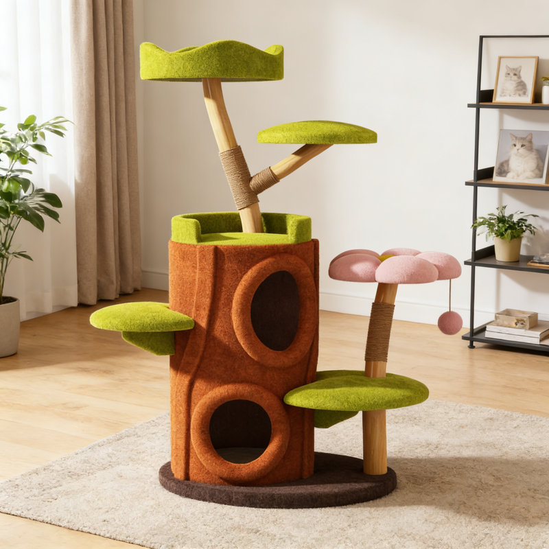 Structure d'escalade simple et créative pour chat, Brun / rose / vert