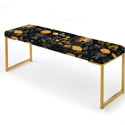 Meola  Animal Print Upholstered Gold Bench