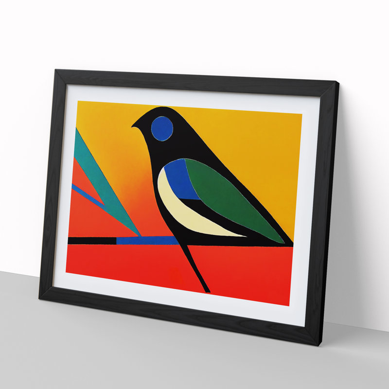 Hypnotic Abstract Bird - Single Picture Frame Print, 46cm H x 64cm W x 2cm D, Black