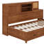 Lit de jour simple en bois avec 3 tiroirs de rangement, tablette et ports USB-114728345