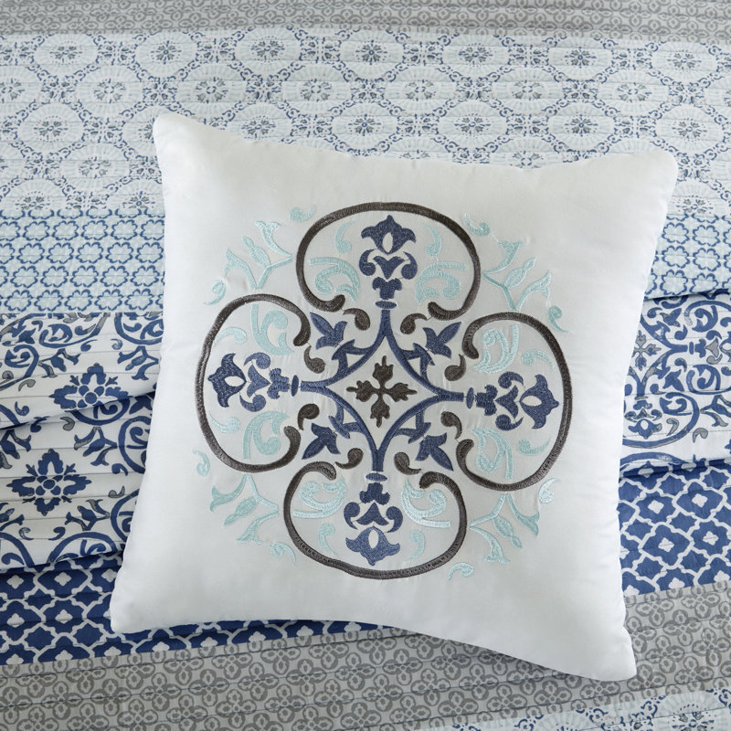 Blue Cotton Reversible California King Quilt Set