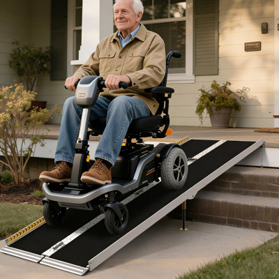 Premium Portable Wheelchair Ramp-800LBS Capacity, Non-Slip Aluminum Ramp With Handle For Homes, Cars, And Doorways