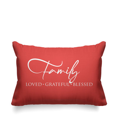 Famille Aspire: Housse et insert de coussin rectangulaire extérieur bien-aimé, reconnaissant et heureux