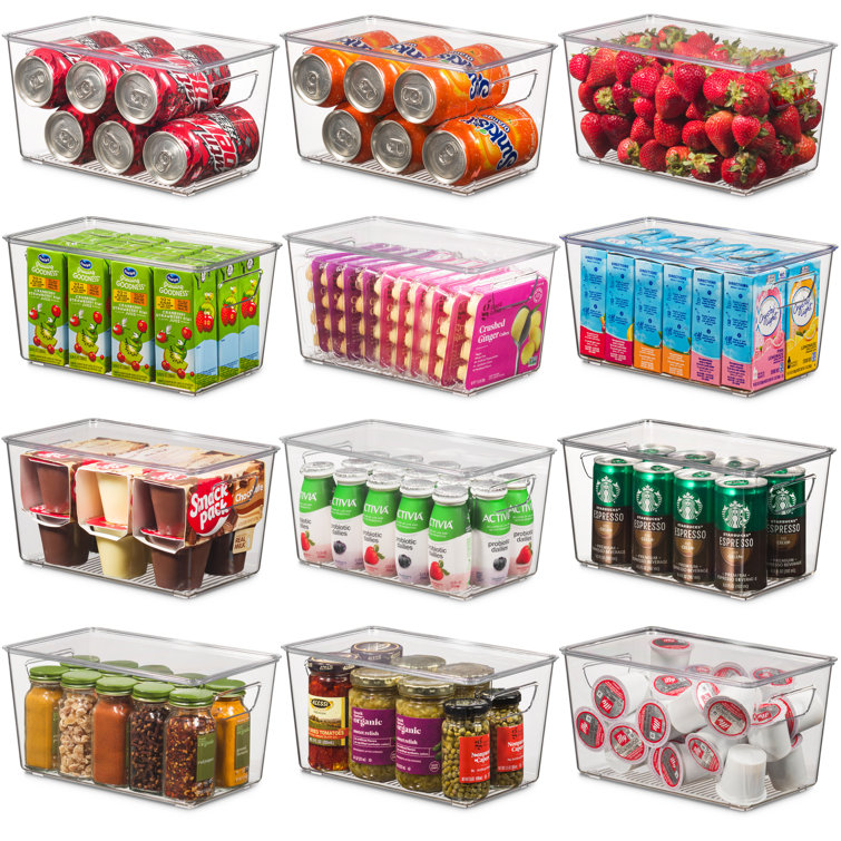 Vtopmart 4 Pack Food Storage Organizer Bins, Clear Plastic Storage Bin