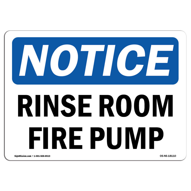 Rise Room Fire Pump Sign