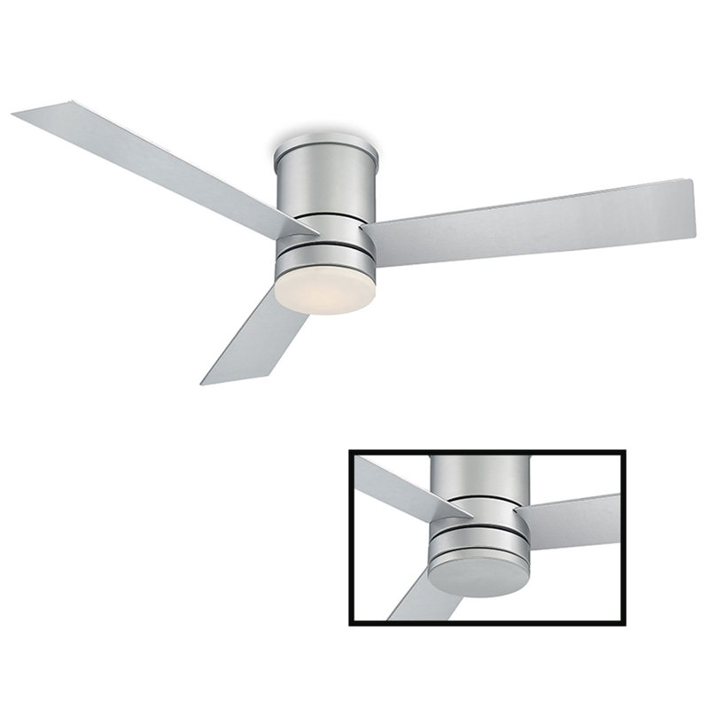 Axis 3 - Blade Indoor/Outdoor Smart Flush Mount Ceiling Fan with Remote Control and LED Light Kit Included, Works With Alexa and iOS / Android App