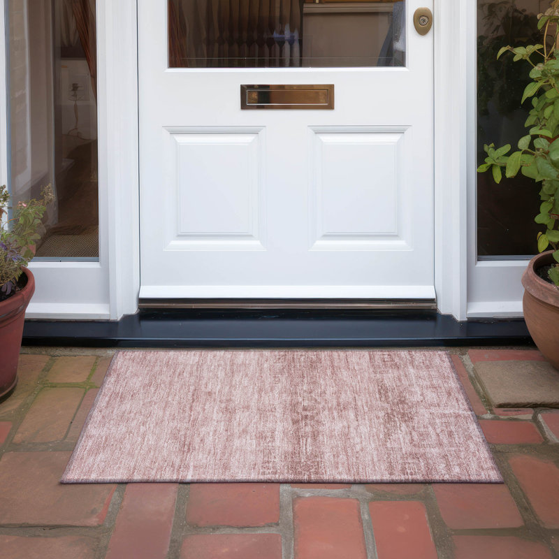 Tapis rosé intérieur / extérieur lavable à la machine Claudian ACN1647, Rectangle 1 pi 8 po x 2 pi 6 po