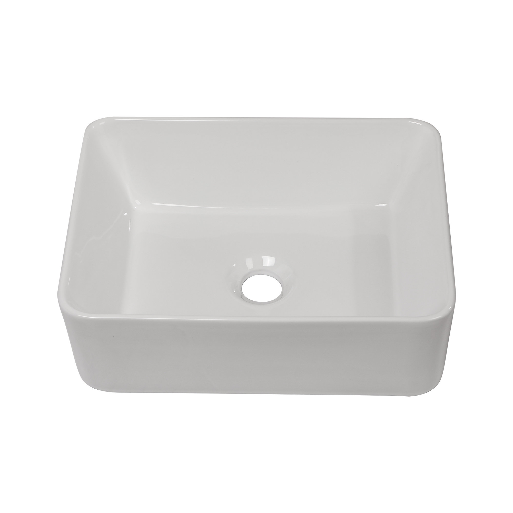 Kichae 12'' White Ceramic Rectangular Dropin, Vessel Bathroom Sink