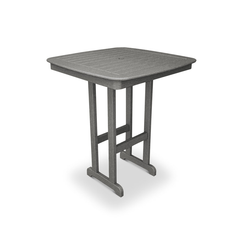 POLYWOOD Nautical Bar Table, Slate Gray, 36.75" W x 36.75" L x 42" H