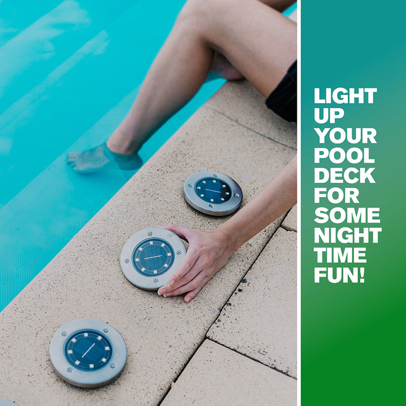 Stainless Steel Solar Powered Swivel Pathway LED Disk Lights, 4-Pack
