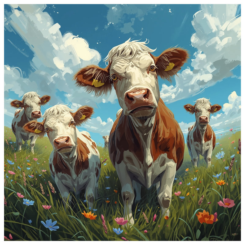 Rideaux de douche Cows In Flower Field, L 70 po x H 93 po