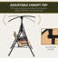 Balancelle de patio pour 2 personnes, auvent extérieur avec rangement caché, bloquant, cadre beige 2, table, porte-gobelet, abat-jour réglable, acier stable,