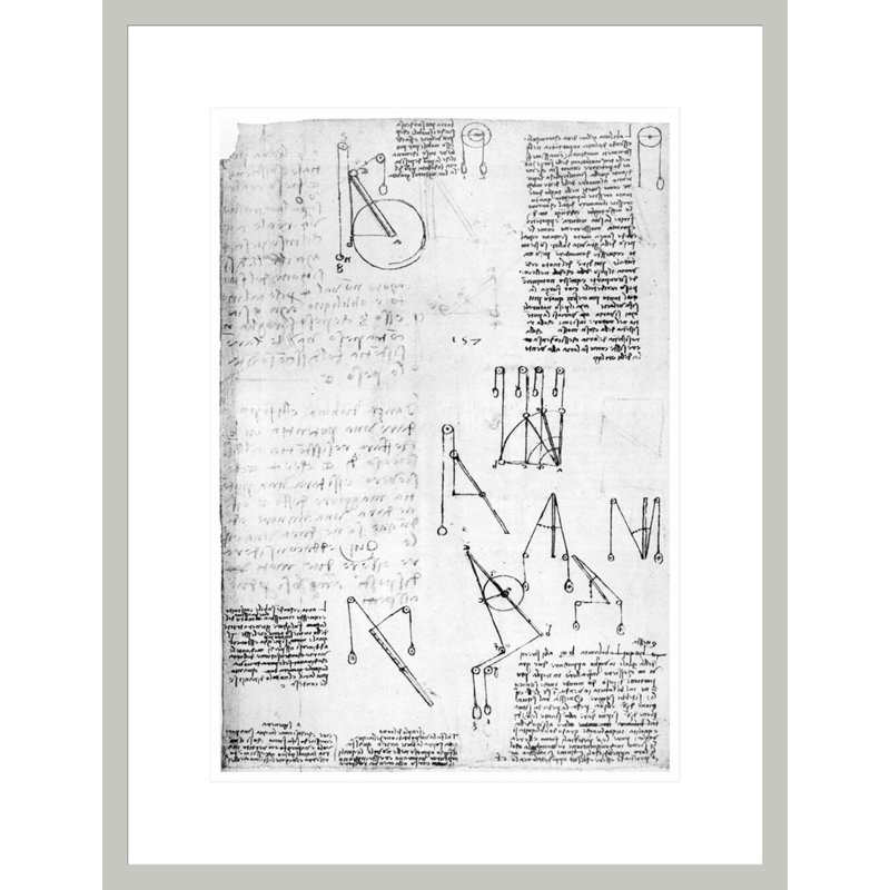 Fol. «213r-d» du Codex Atlanticus 1478-1518 (plume et encre sur papier) par Leonardo Da Vinci, impression giclée encadrée
