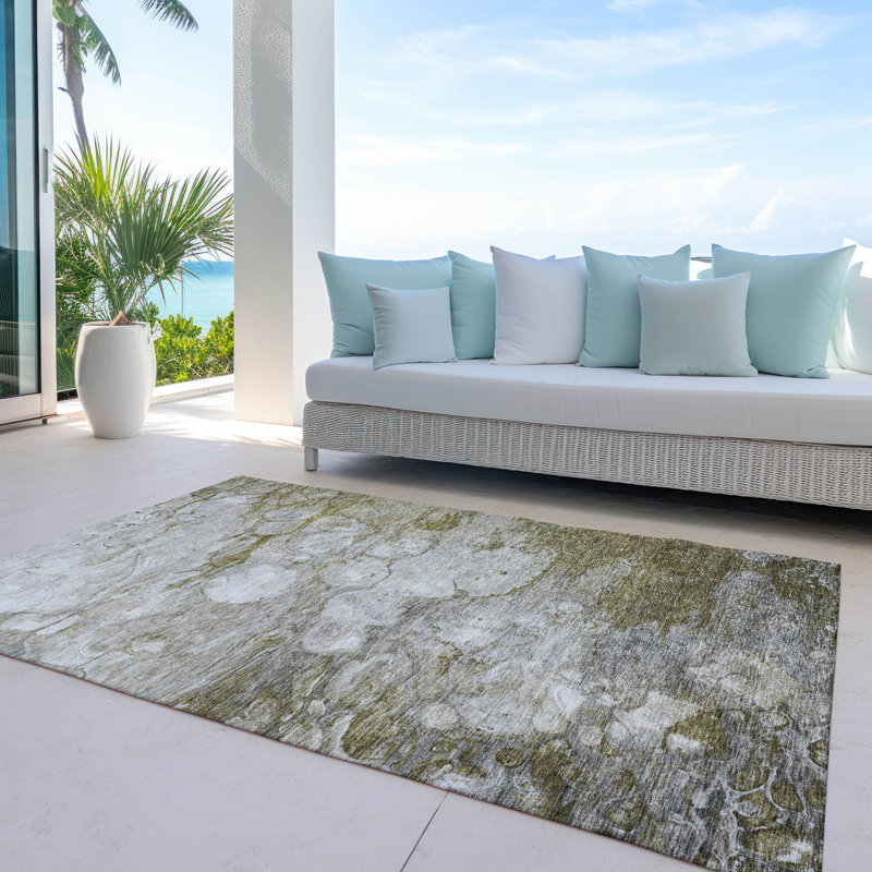 Rawa Washable Abstract Indoor / Outdoor Rug, Rectangle 10' x 14'