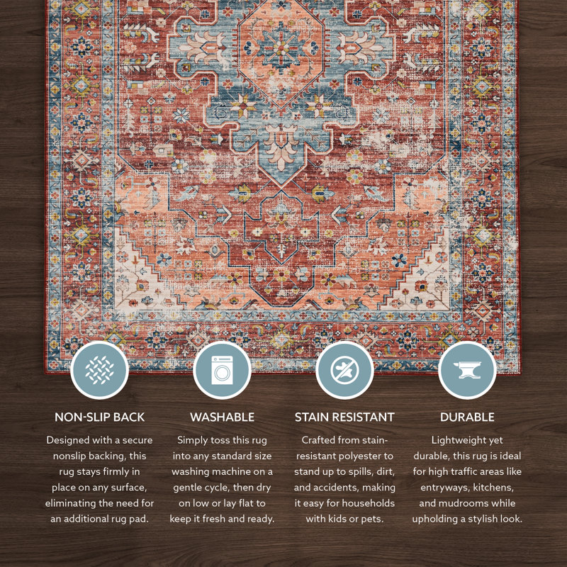 Tapis ivoire et lavable à la machine Jakobson, Rectangulaire 3 pi x 5 pi