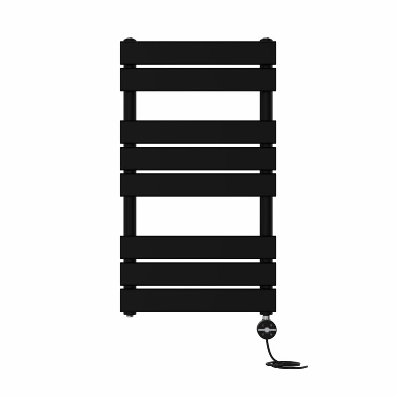 Flat Panel Towel Rail Heated Towel Rails, Black, 80cm H x 45cm W x 6.2cm D