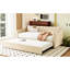 Lit de jour simple rembourré avec gigogne escamotable beige - contemporain et confortable sans sommier tapissier-1170998408