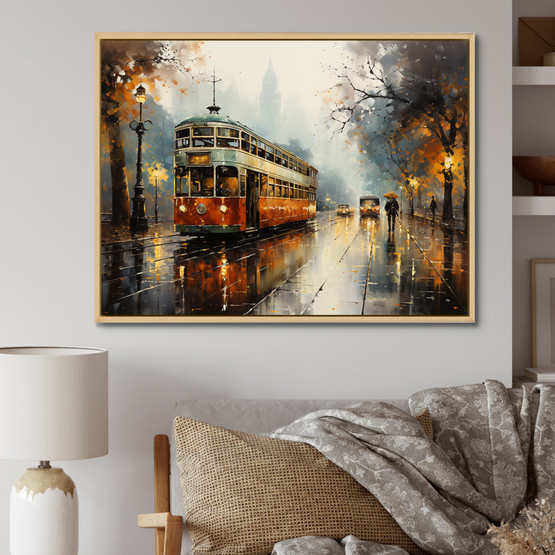 «Metro Pearl Pursuit» sur toile, Cadre naturel flottant, 34" H x 44" W