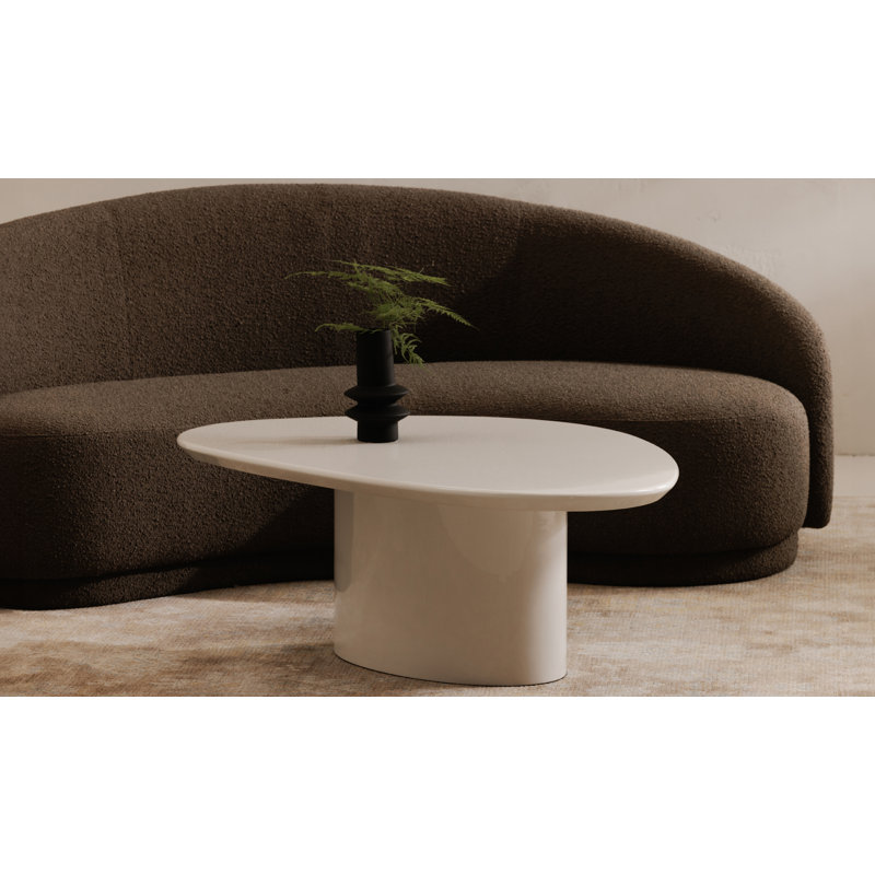 Eden Solid Wood Coffee Table, Ivory White Lacquer