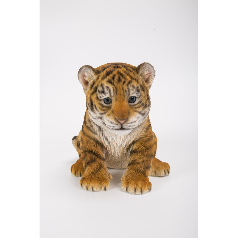 Adorable Realistic Sitting Tiger Cub Garden Statue