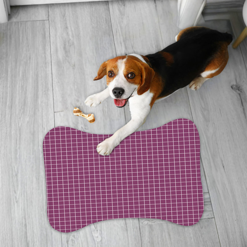 Magenta Striped Pattern - 1 Piece Bone Shape Feeding Mat