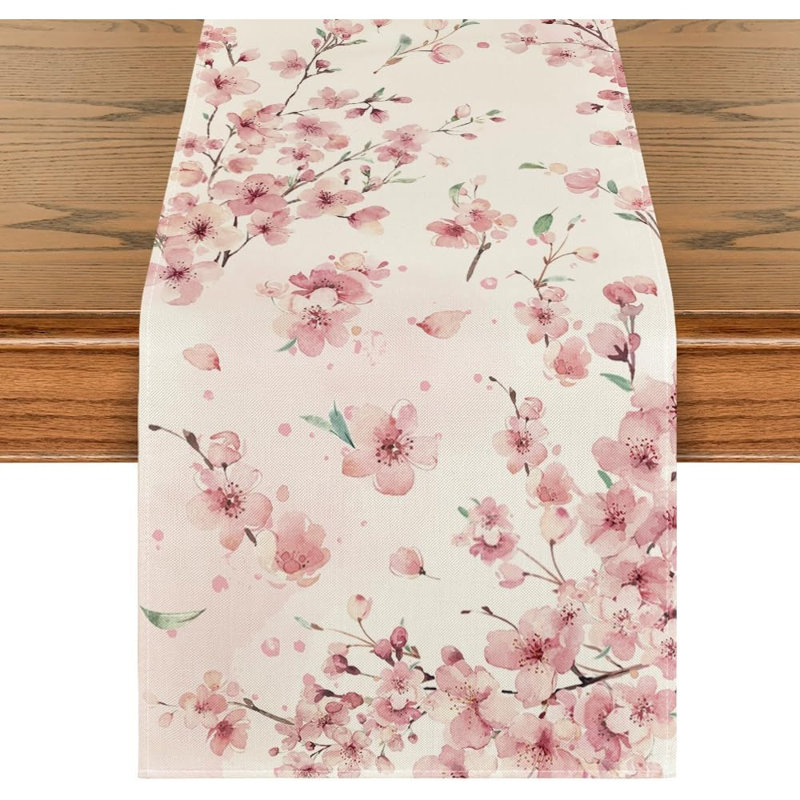 Cherry Blossom Table Runner - Pink - Spring/Summer, Floral Branch Design, Kitchen & Dining Decor, Pink, 7.2" L x 9.4" W