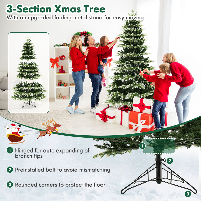 7 ft Green and White Christmas Tree with LED Lights and Remote