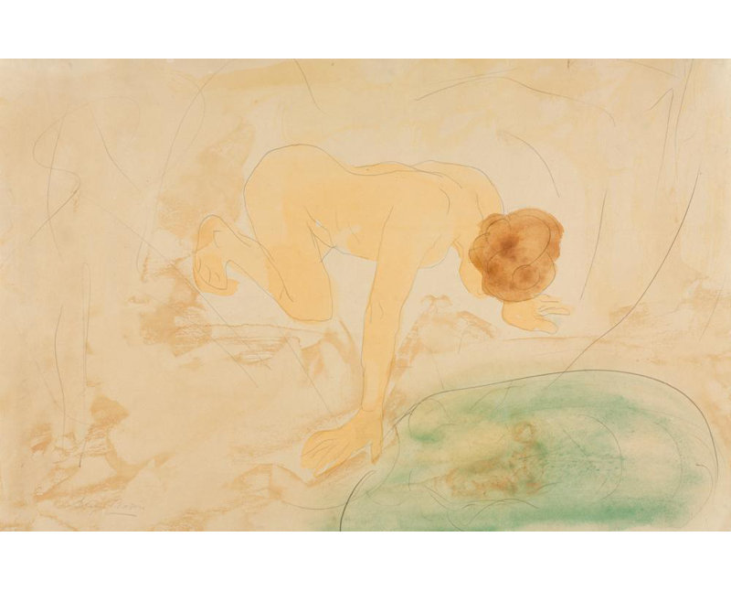 «The Reflection» par Auguste Rodin - Toile tendue avec châssis, H 24 po x l 17 po
