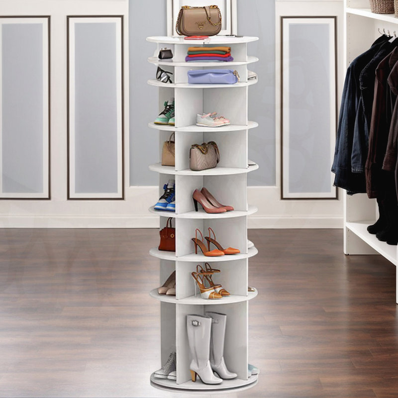 Étagère à chaussures rotative à 8 niveaux avec rotation à 360 degrés, maximisant le rangement des placards et l'efficacité organisationnelle