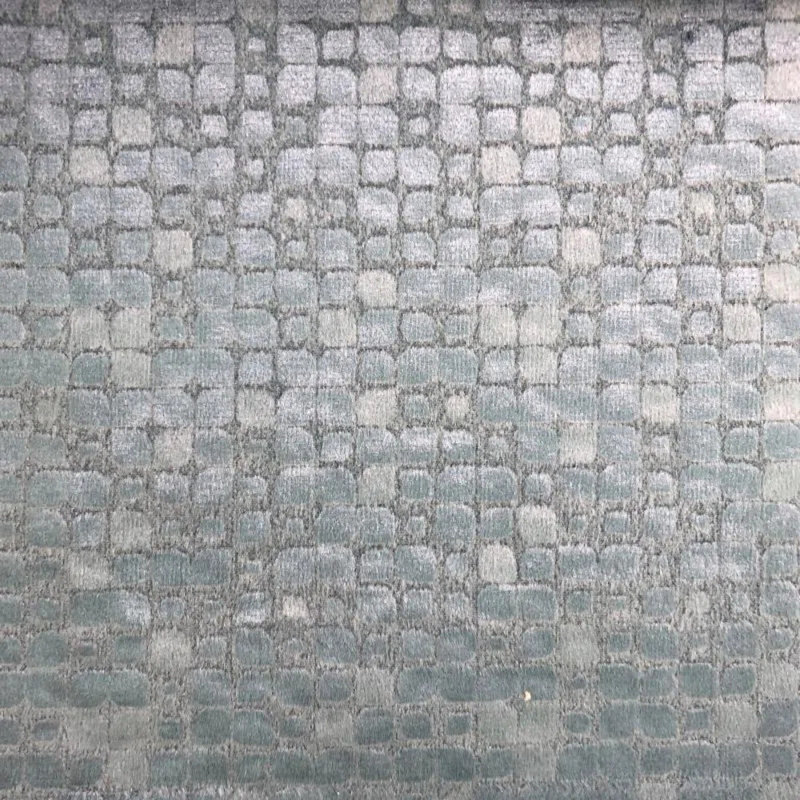 Baxter Fabric | Embossed Brick-Like Velvet | Color Ocean, Ocean