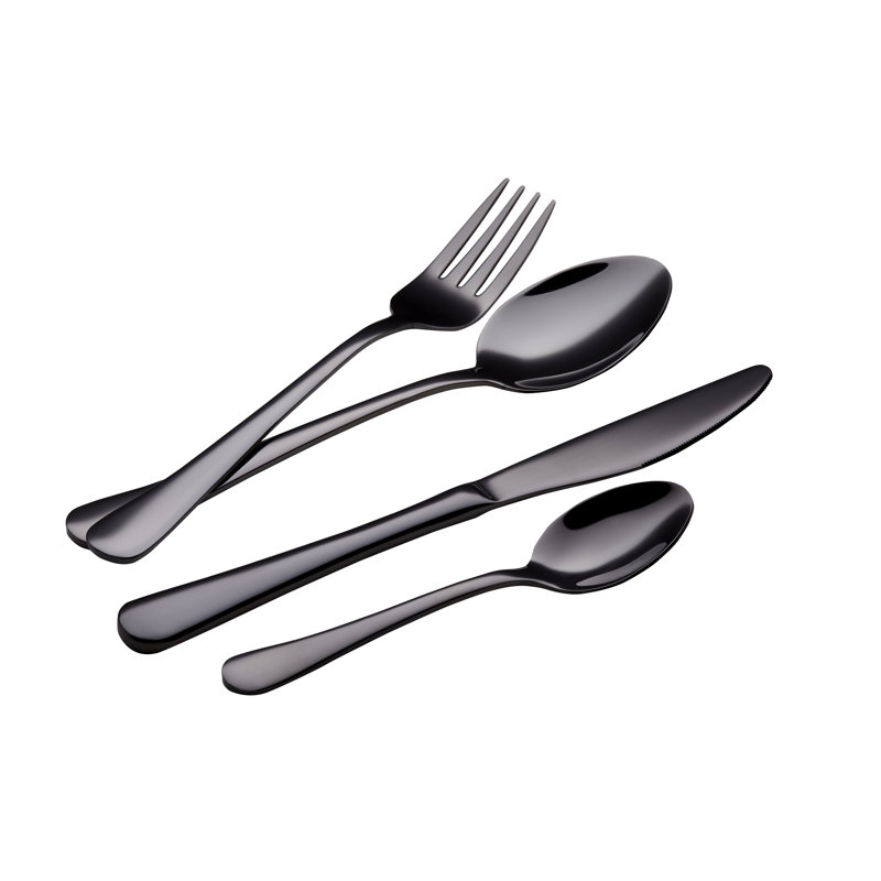 Cutlery 16 Piece Cutlery Set, Service for 4, Black