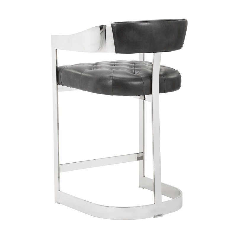 Beaumont 26" Bar Stool, Counter Stool (26" Seat Height), Cantina Black, Antique Brass