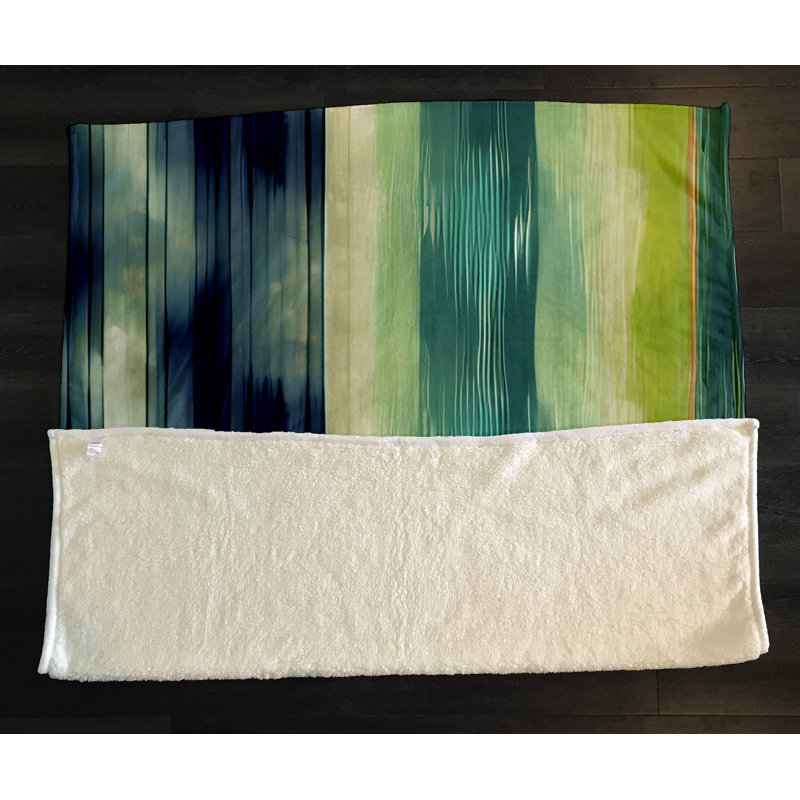 Throw Blanket, 68" W x 80" L, Striped/Abstract, Green/Yellow