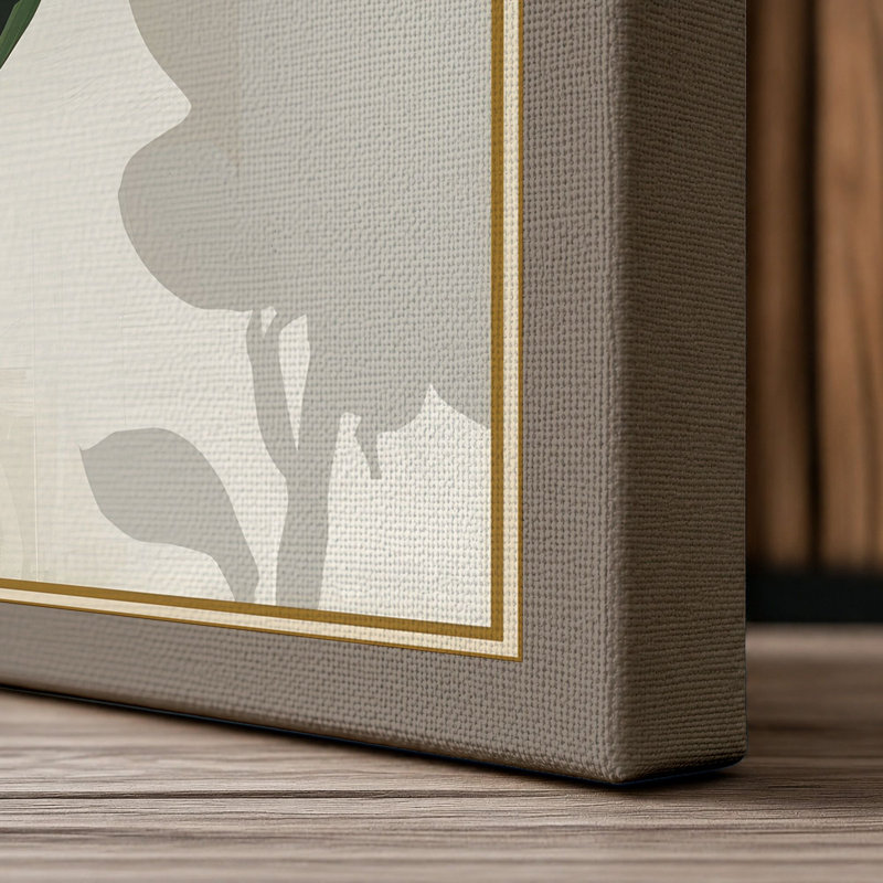 Coral Carnation Study Botanical - Wrapped Canvas, 30x20 - 76.2 x 50.8 cm, Taupe Border