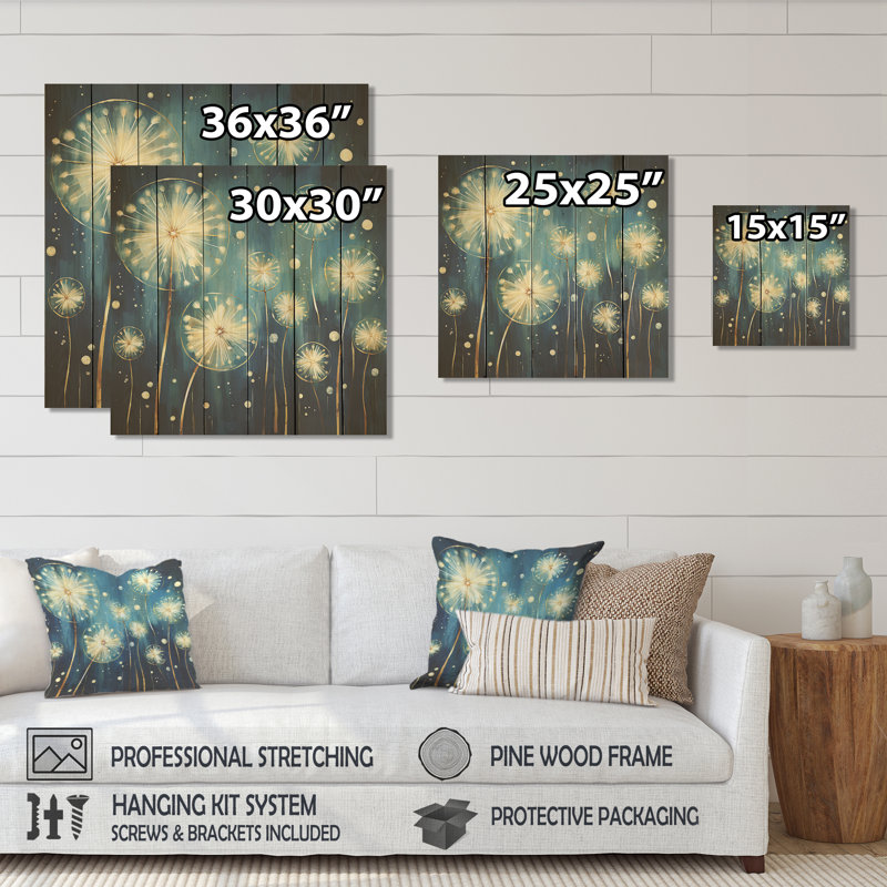 Delicate Dreamscapes Dandelion II - Pissenlit sur bois, H 36 po x l 36 po