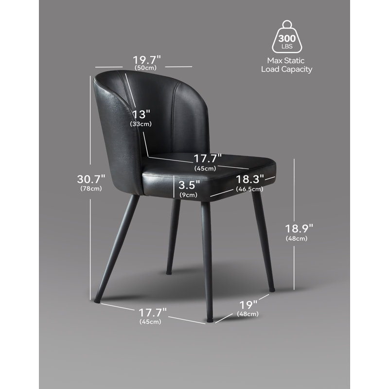 Chaises de salle à manger rembourrées modernes en similicuir (ensemble de 2), Noir, 2