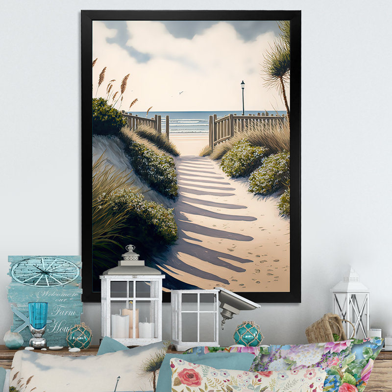 Path to the Beach V - Impression sur toile, Cadre noir, H 32 po x l 24 po x P 1 po