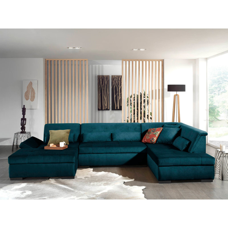 Vermont 7 Seater Large Corner Sofa, Right Hand Facing, Peacock Blue