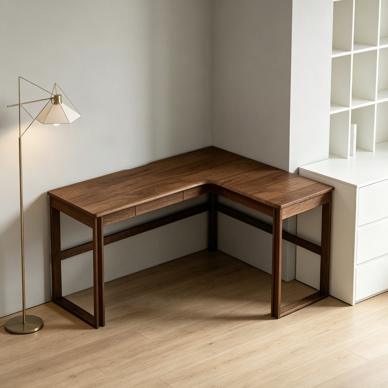 Bureau en bois d'hévéa durable en L, Left Hand Return, 29.52" H x 55.11" W x 47.24" D