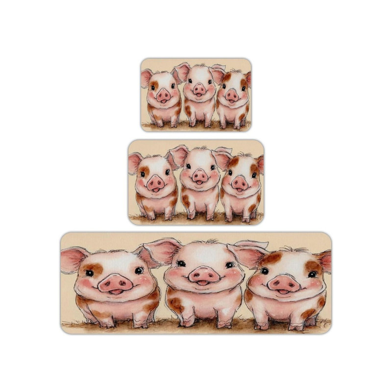 Mignon ensemble de 3 tapis de cuisine aquarelle