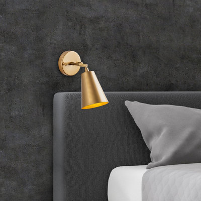 Elegant Gold Wall Lamp, Metal Body, 3.9 x 10.2 x 8.3 inches | E27 Socket, Max 40W | Perfect for Glam & Scandinavian Decor, IP20 Rated | Ideal for Hotels, Living Rooms, & Bedrooms | Stylish Solid Colour Design, Base Plate Diameter: 3.9 inches